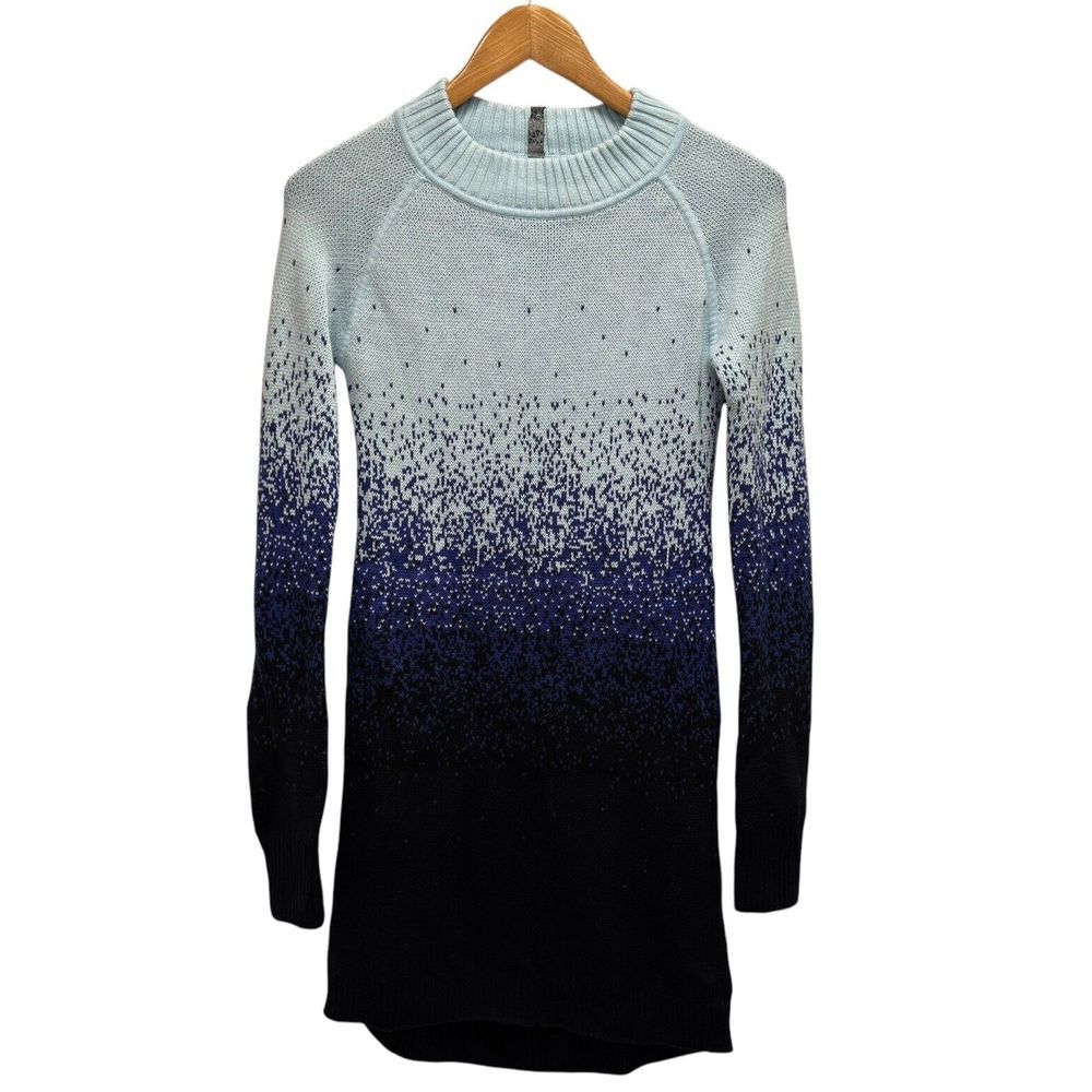 Iviva Girl's Size 12 Long Sleeve Blue/Purple Cotton Knit Tunic Sweater Dress euc